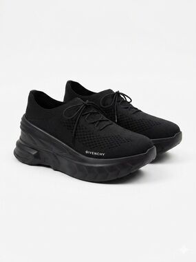 Givenchy Black Knit Lace-Up Platform Sneakers